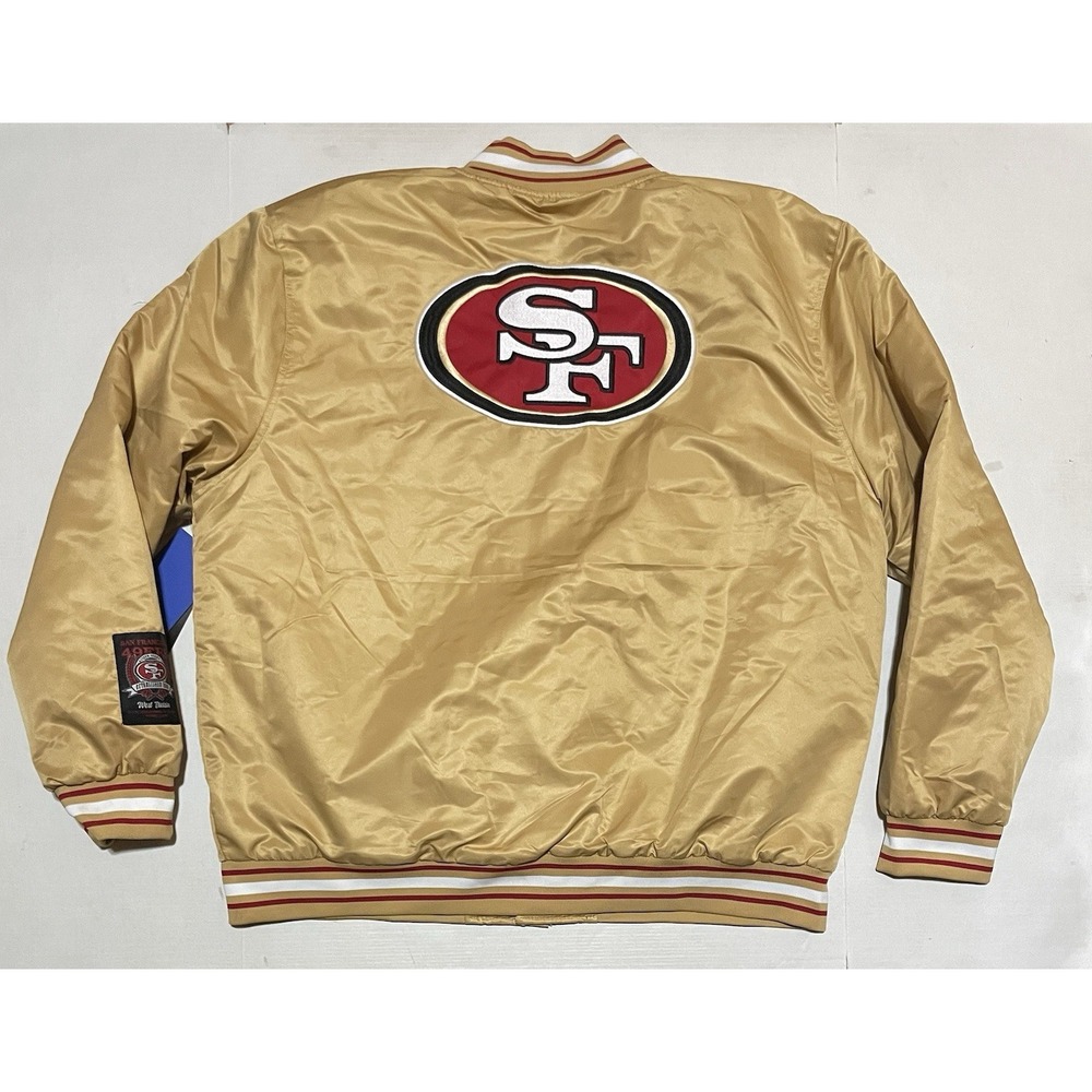 San Francisco 49ers NFL ULTRA GAME Puffer Satin Bomber Jacket Mens Gold Size XXL - Picture 8 of 8